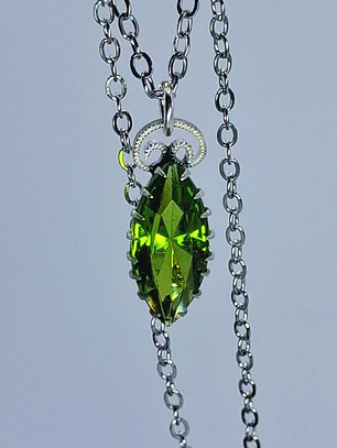 Delicate Tourmaline green Uranium glass pendant -        #Bp045