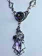 Silver Art Nouveau Amethyst and Moisonite necklace -        #Bn047 - thumbnail 6