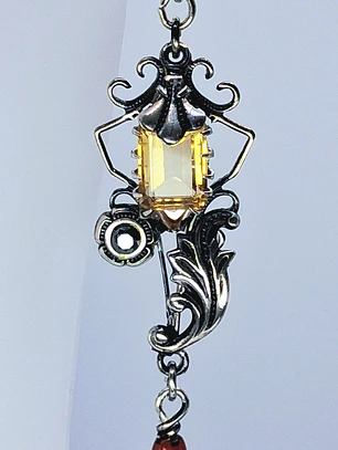 Beautiful, Silver plated Long Citrine, Carnelian and moisonite earrings -        #Be048