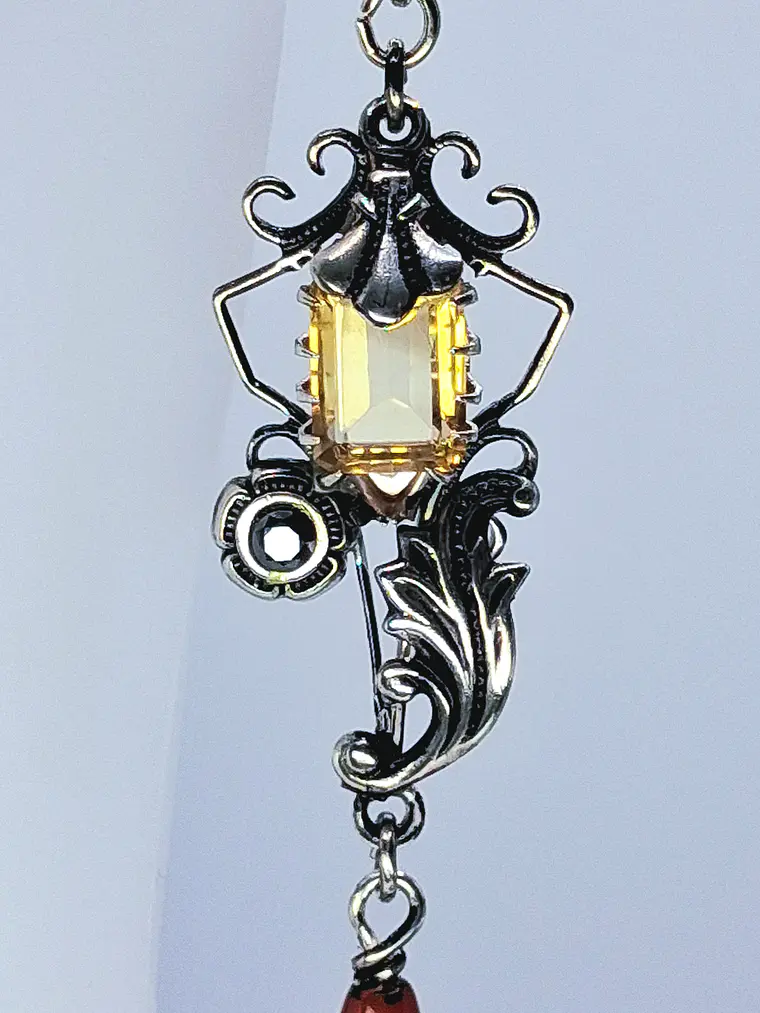 Beautiful, Silver plated Long Citrine, Carnelian and moisonite earrings -        #Be048 2