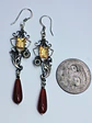 Beautiful, Silver plated Long Citrine, Carnelian and moisonite earrings -        #Be048 - thumbnail 4