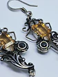 Beautiful, Silver plated Long Citrine, Carnelian and moisonite earrings -        #Be048 - thumbnail 3