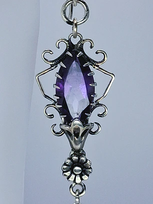 Art Deco style African amethyst and Uranium glass earrings -       #Be049