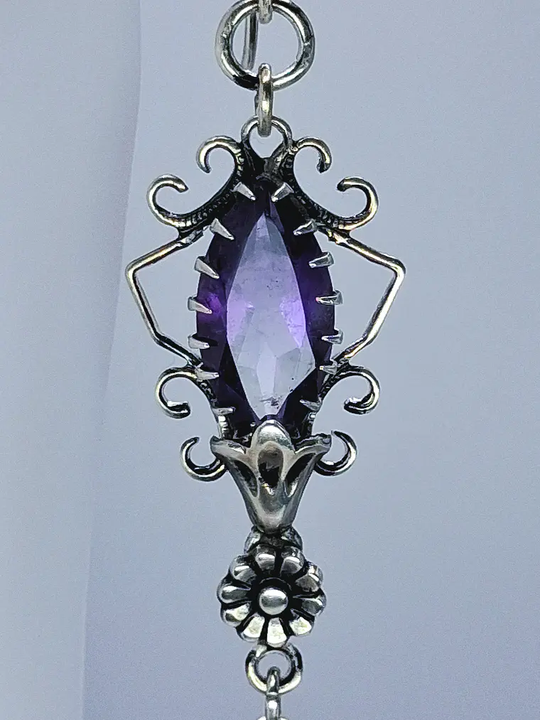 Art Deco style African amethyst and Uranium glass earrings -       #Be049 2