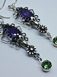 Art Deco style African amethyst and Uranium glass earrings -       #Be049 - thumbnail 3