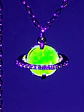 Cute, Rare PINK Uranium glass, gold-plated Saturn pendant  #Bp050 - thumbnail 4