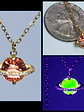 Cute, Rare PINK Uranium glass, gold-plated Saturn pendant  #Bp050 - thumbnail 1