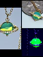 Cute, Green opal Uranium glass, gold-plated Saturn pendant   #Bp051 - thumbnail 1