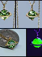 Cute, Apple green Uranium glass, gold-plated Saturn pendant   #Bp052 - thumbnail 1