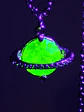 Cute, Apple green Uranium glass, gold-plated Saturn pendant   #Bp052 - thumbnail 5