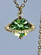 Cute, Apple green Uranium glass, gold-plated Saturn pendant   #Bp052 - thumbnail 2