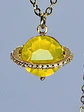 Cute, Yellow opal Uranium glass, gold plated Saturn pendant  #Bp053 - thumbnail 2