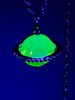 Cute, Yellow opal Uranium glass, gold plated Saturn pendant  #Bp053 - thumbnail 5