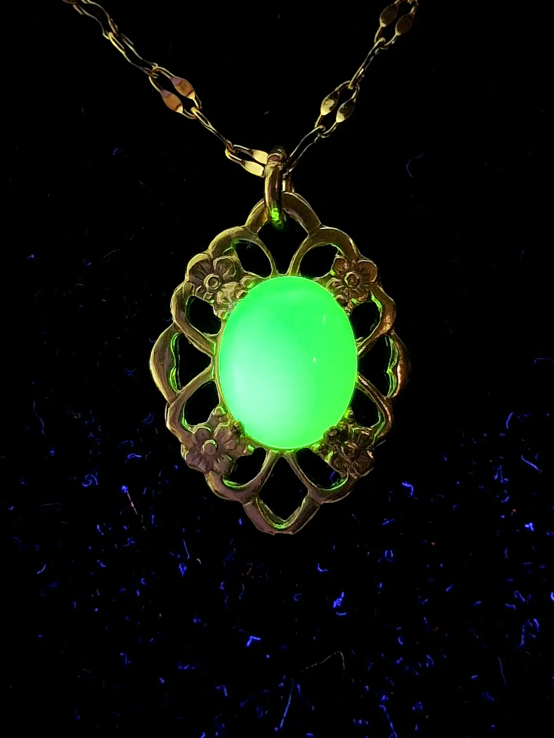 Lemon opal Uranium glass, gold plated pendant  #Bp054  5