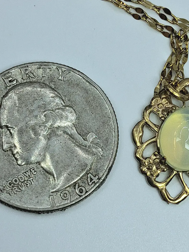 Lemon opal Uranium glass, gold plated pendant  #Bp054  4