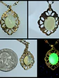 Lemon opal Uranium glass, gold plated pendant  #Bp054  - thumbnail 1