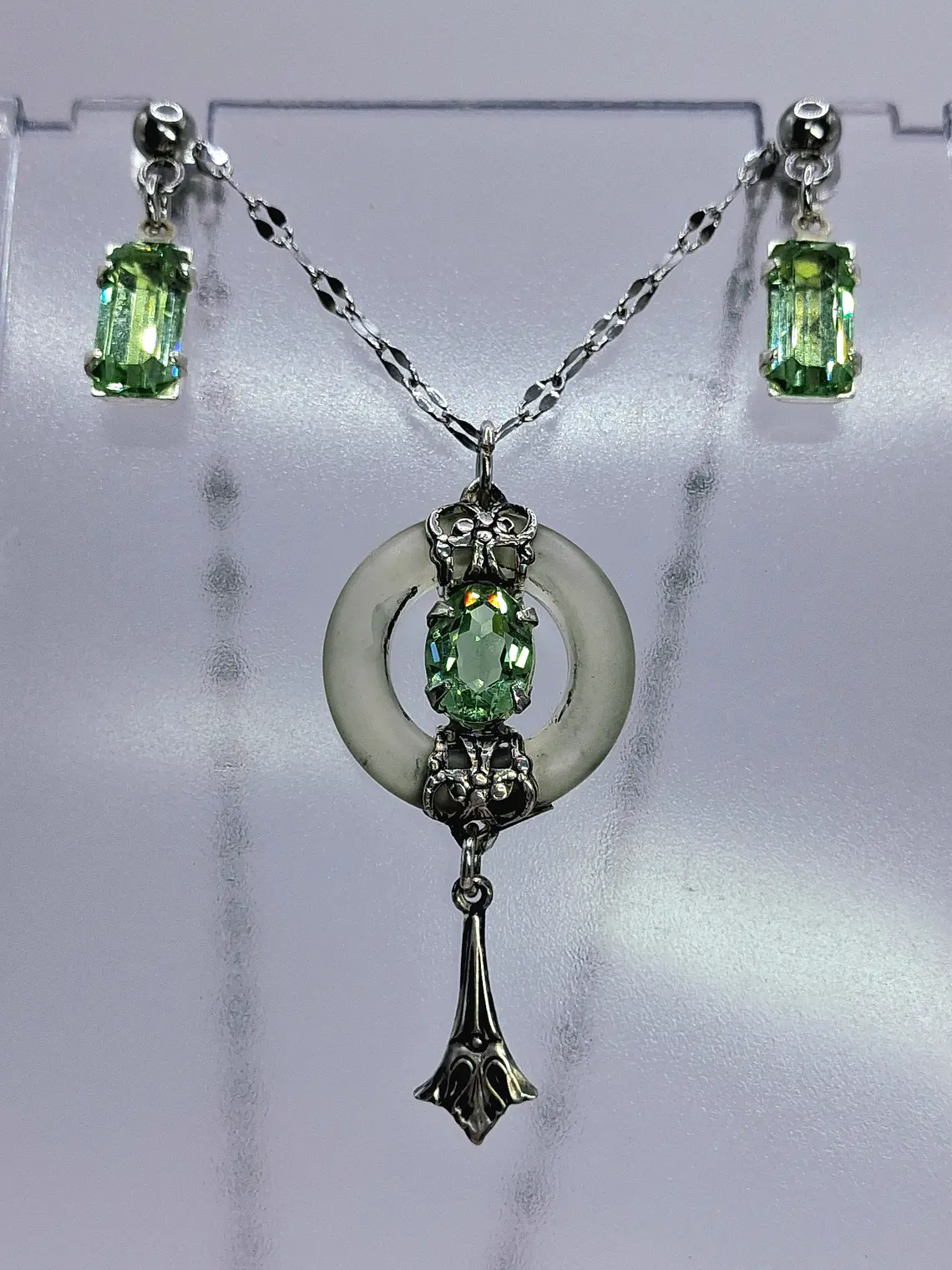 Art Deco inspired, Gold-plated Pendant/Earrings Set -      #Bs027 2