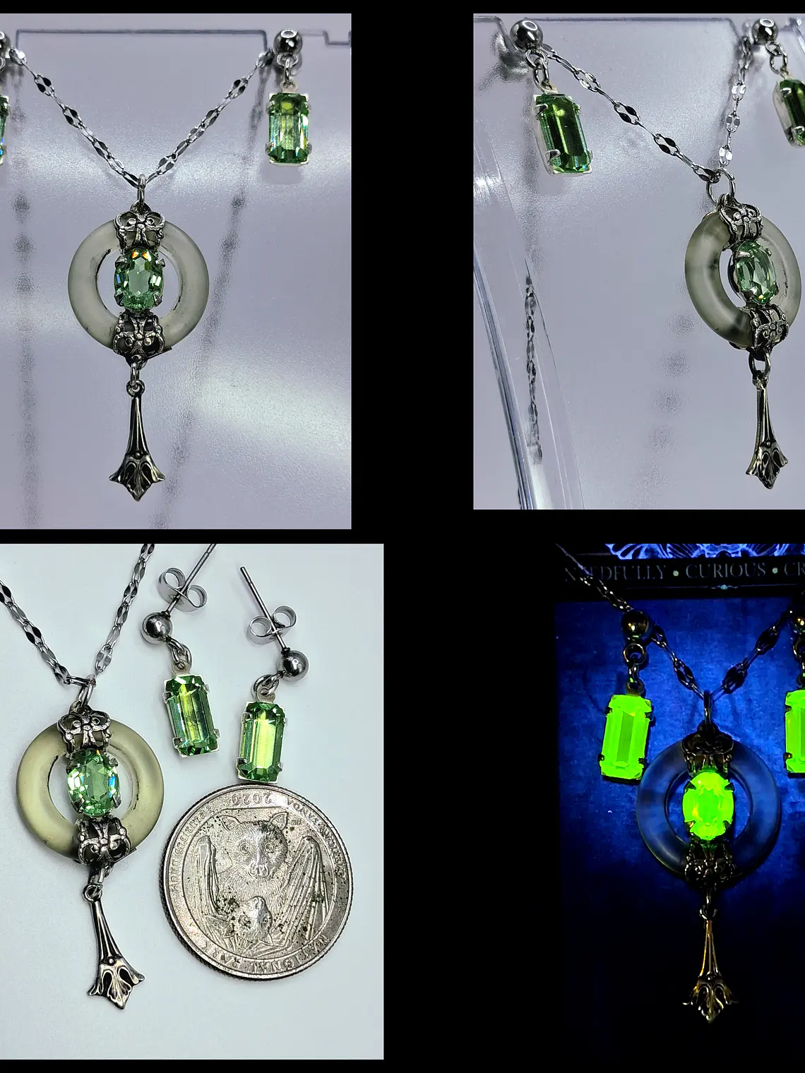 Art Deco inspired, Gold-plated Pendant/Earrings Set -      #Bs027 1