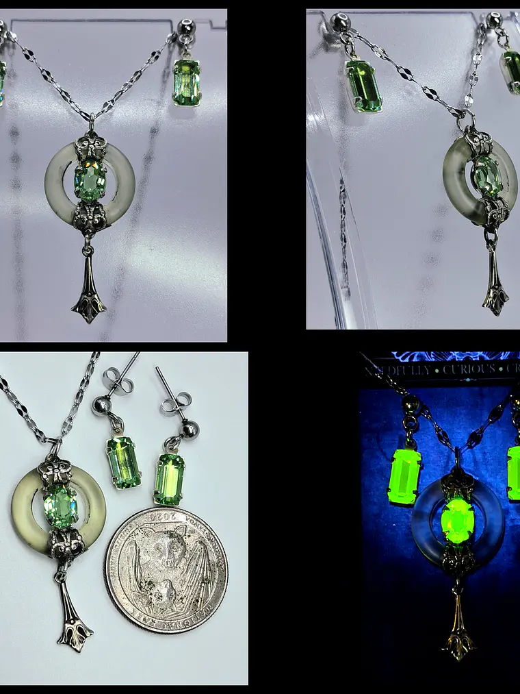 Art Deco inspired, Gold-plated Pendant/Earrings Set -      #Bs027 1
