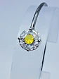 Contemporary, Rhodium Sun-yellow opal Uranium glass and Cubic zirconia bracelet -       #Bb058 - thumbnail 3