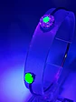 Contemporary, Rhodium Sun-yellow opal Uranium glass and Cubic zirconia bracelet -       #Bb058 - thumbnail 6