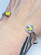 Contemporary, Rhodium Sun-yellow opal Uranium glass and Cubic zirconia bracelet -       #Bb058 - thumbnail 5