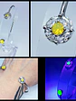 Contemporary, Rhodium Sun-yellow opal Uranium glass and Cubic zirconia bracelet -       #Bb058 - thumbnail 1