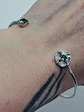 Contemporary, Gold-plated Apple green Uranium glass and Cubic zirconia bracelet -        #Bb057 - thumbnail 5