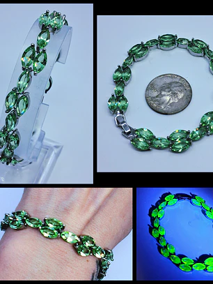 29ct, Amazing, Art Deco style, Apple green Uranium glass bracelet -        #Bb055