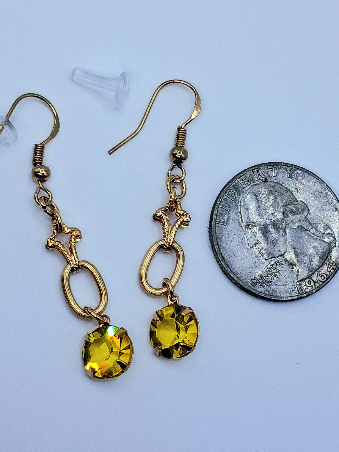 Art deco, glowing Cadmium glass earrings -         #B060 3
