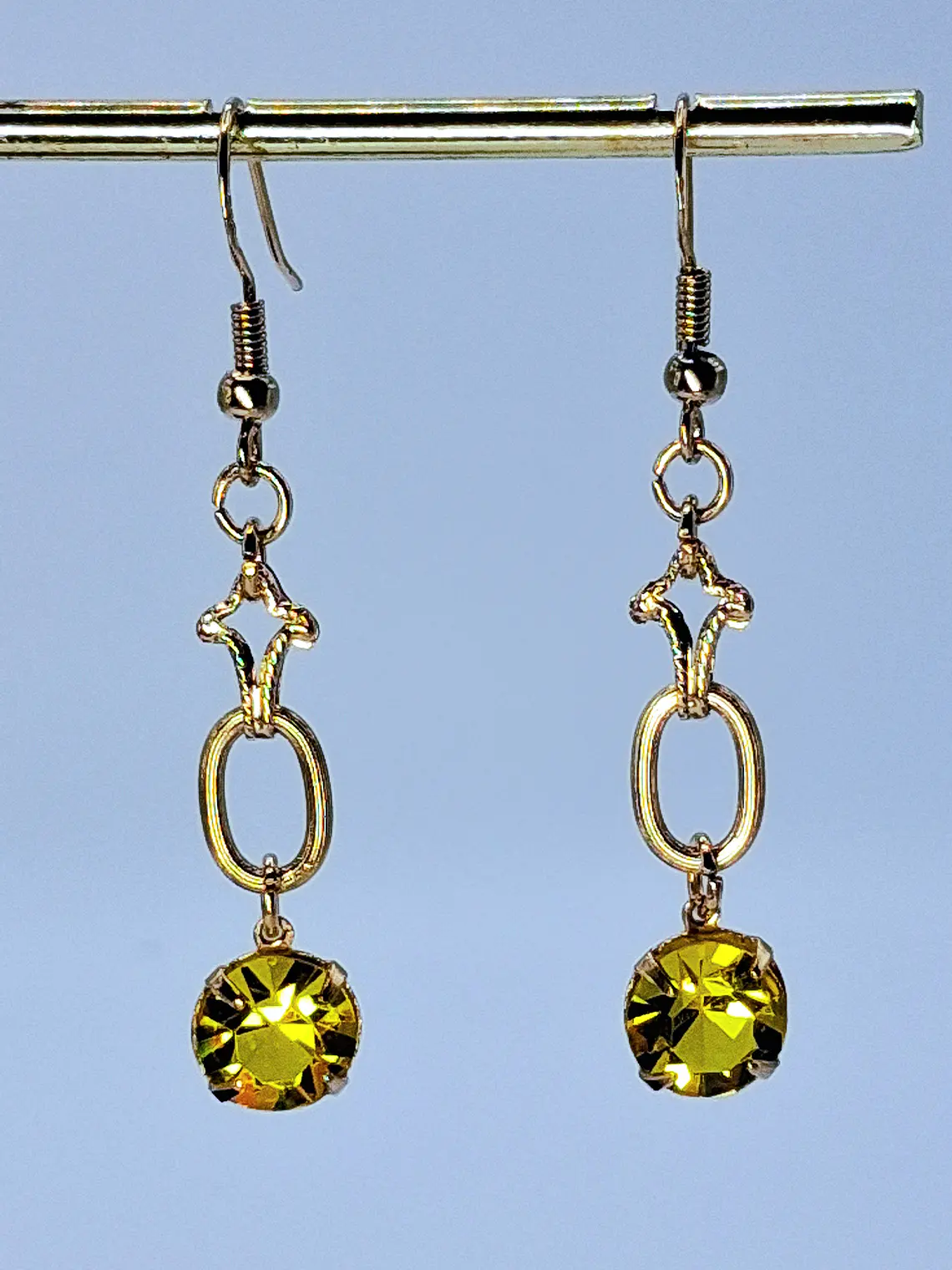 Art deco, glowing Cadmium glass earrings -         #B060 2
