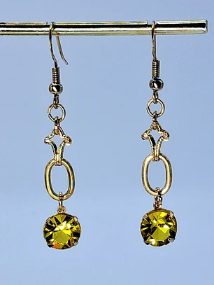 Art deco, glowing Cadmium glass earrings -         #B060