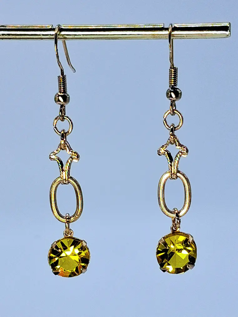 Art deco, glowing Cadmium glass earrings -         #B060 2