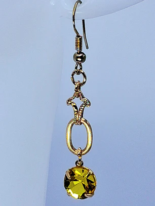 Art deco, glowing Cadmium glass earrings -         #B060