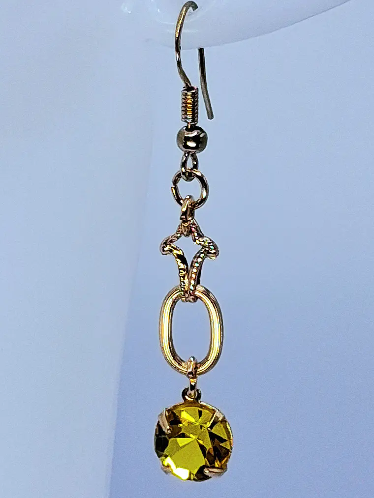 Art deco, glowing Cadmium glass earrings -         #B060 1