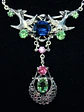 Art Nouveau inspired lovebirds and RARE Sapphire blue Uranium glass -        #Bn062 - thumbnail 3
