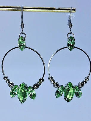Contemporary Uranium glass Dangly hoop earrings -       #Be064