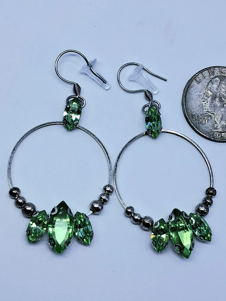 Contemporary Uranium glass Dangly hoop earrings -       #Be064 1