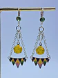 Amazing Art Deco, Glass enamel and Uranium glass earrings -         #Be065 - thumbnail 1