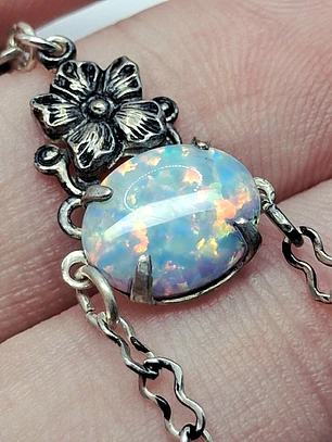 Beautiful floral glass enamel and Opal earrings -       #Be066