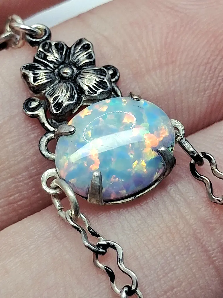 Beautiful floral glass enamel and Opal earrings -       #Be066 2