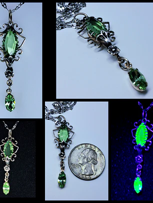 Delicate vintage style Apple green Uranium glass necklace -         #Bp067
