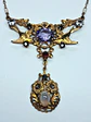 Lovely Amethyst, sapphire and moonstone Victorian Lovebirds necklace -        #Bn068 - thumbnail 1