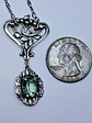 Art Nouveau style Peridot green Uranium glass necklace-          #Bn069 - thumbnail 4