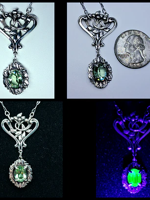 Art Nouveau style Peridot green Uranium glass necklace-          #Bn069