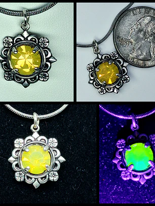 Simple yellow opal Uranium glass necklace -       #Bp070