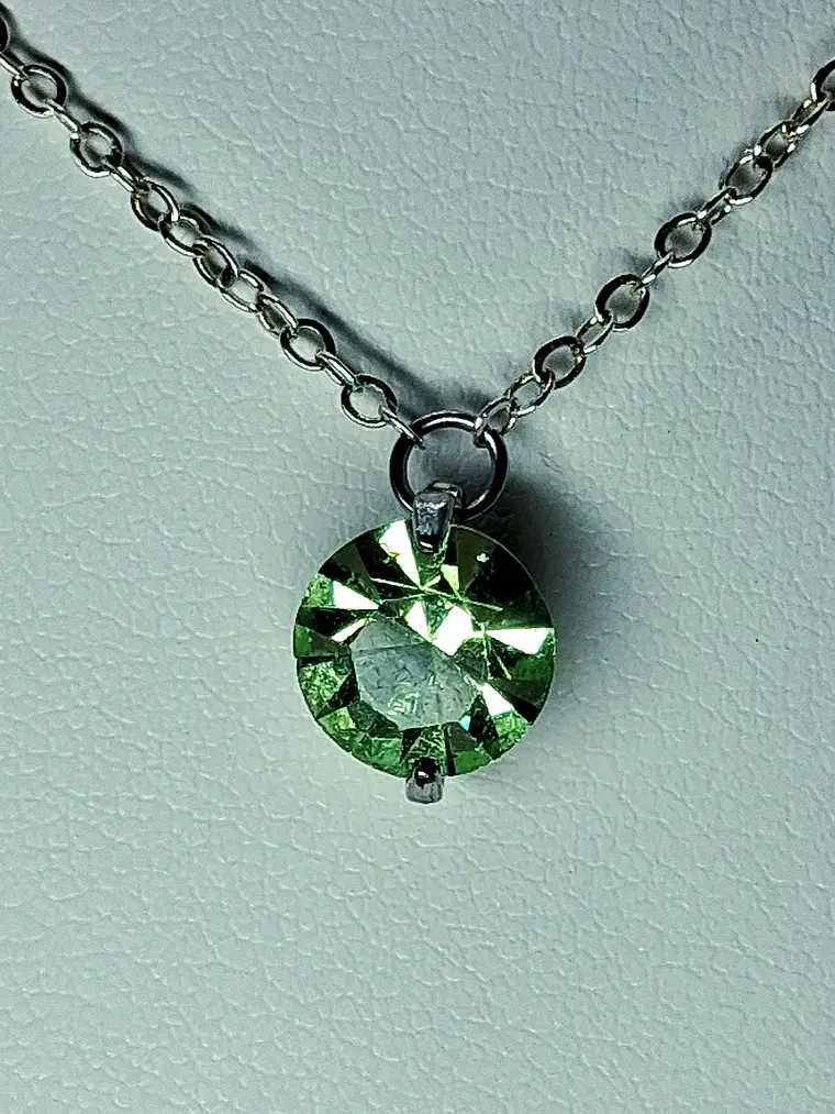 Simple and dainty Solitair apple Green Uranium glass pendant -        #Bp071 2