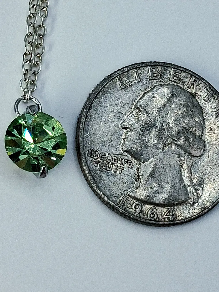 Simple and dainty Solitair apple Green Uranium glass pendant -        #Bp071 5