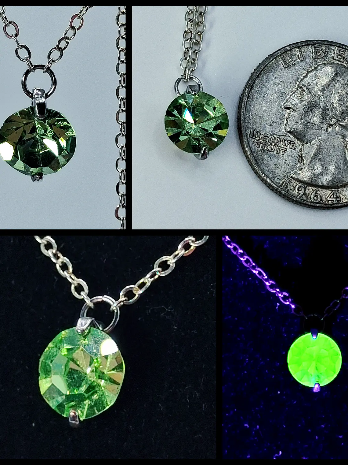 Simple and dainty Solitair apple Green Uranium glass pendant -        #Bp071 1