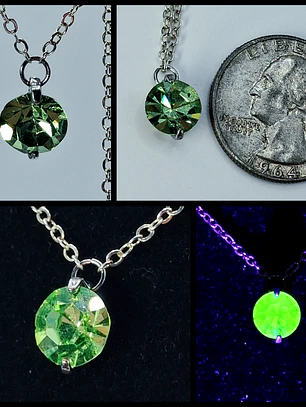 Simple and dainty Solitair apple Green Uranium glass pendant -        #Bp071